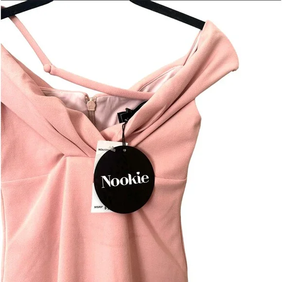 NOOKIE Athena Off Shoulder Midi Dress in‎ Blush NWT Sz XS